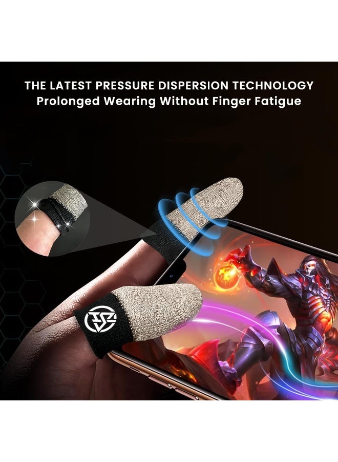 Pure Silver Fiber Gaming Finger Sleeves - High Sensitivity for PUBG Mobile & Free Fire - Anti-Sweat, Anti-Smudge, No Lag, Comfort Fit 2 Pairs（4pcs） - Image 5