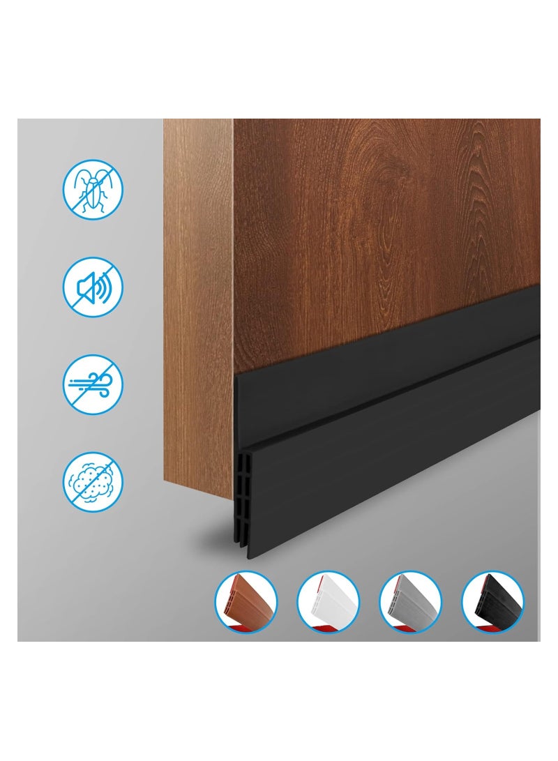 Excefore 2 Pack Door Draft Stopper Under Door Seal, 2" x 39" Cutable Soundproof Door Seal, Adhesive Under Door Sweep for Exterior & Interior Doors Dust and Noise Insulation Weather Stripping (Black) - Image 2