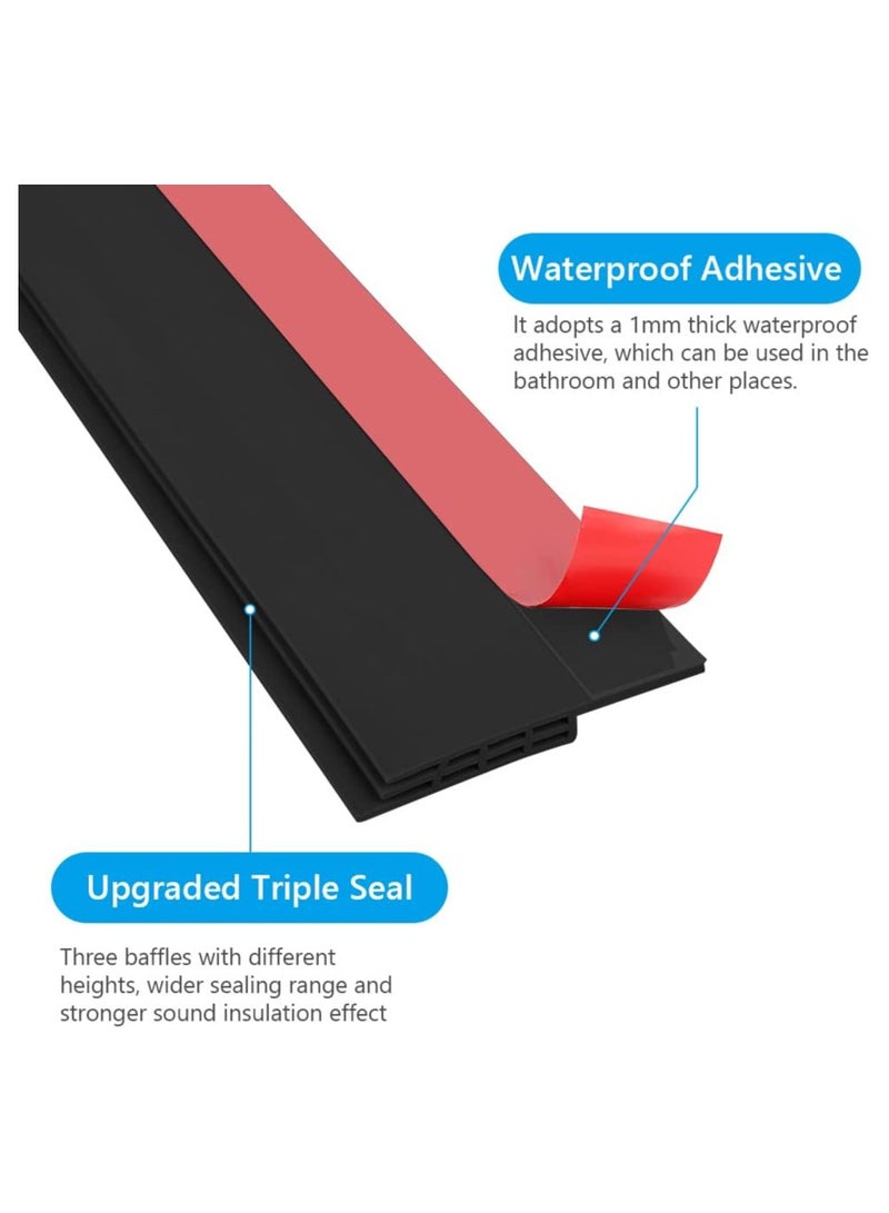 Excefore 2 Pack Door Draft Stopper Under Door Seal, 2" x 39" Cutable Soundproof Door Seal, Adhesive Under Door Sweep for Exterior & Interior Doors Dust and Noise Insulation Weather Stripping (Black) - Image 5