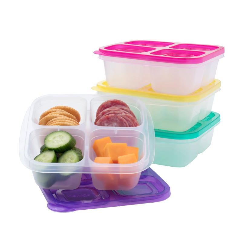 Bentgo Easyboxes 4-Compartment Snack Containers - 8-Piece Set with 4 Trays & 4 Custom-Fit Lids to Seal in Freshness - Reusable Food Storage & Meal Prep Bento BPA-Free Containers (Brights) - Image 1