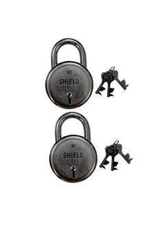 KI SHIELD KI SHIELD Round PAD Lock 75mm Round Pad Lock Double Locking Hardened Shackle Corrosion Resistant 10 Levers 3 Keys Durable Long Life Pack of 2  - Image 2