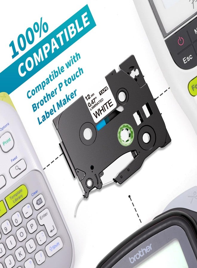 يونيستار شريط لاصق متوافق مع طابعة الملصقات Brother P touch TZe-231، خرطوشة مغلفة، أسود على أبيض، 0.47 بوصة (12 مم) × 8 أمتار (26.2 قدم)، عبوة من 10 قطع - Image 5
