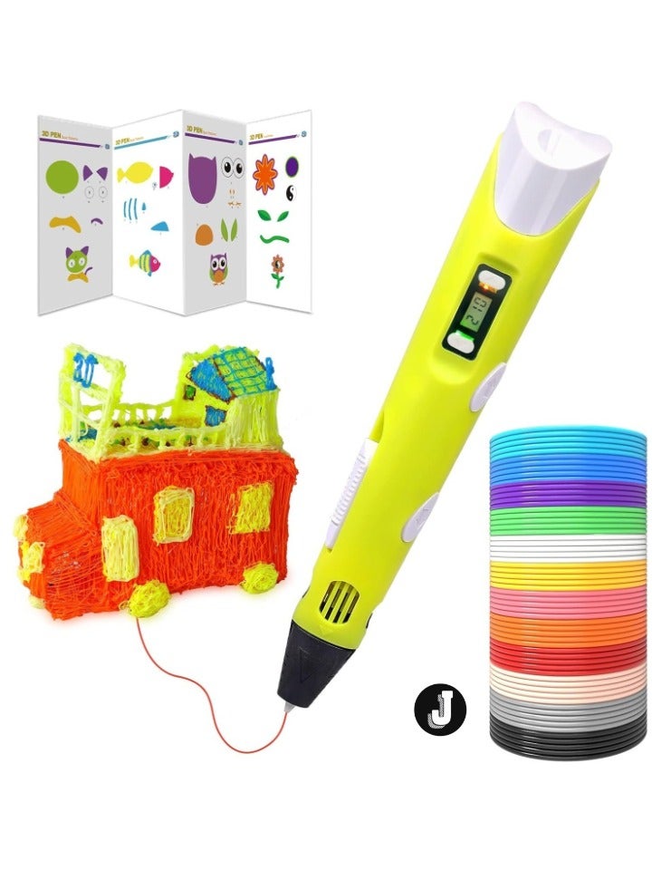 JAJEEK NEW 3D Printer Pen Set for Kids & Adults – Includes 12 Colors of 1.75mm PLA Filament (3m per Color), Ideal Gift for Creativity & Art, 02A Yellow - Image 1