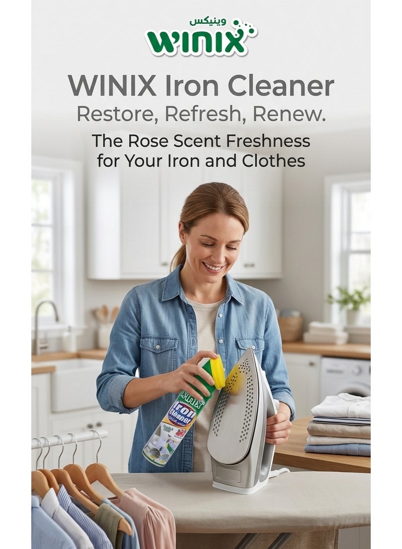 Winix Iron Soleplate Cleaner Aerosol Spray with Scrubber Cap, Fresh Rose Scented, 400ml - Image 2