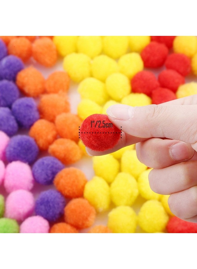 Caydo Caydo [400 pcs] - 300 Pieces 1 Inch Assorted Pompoms with 100pieces Wiggle Eyes Multicolor Arts and Crafts Pom Poms Balls for Kids DIY Art Creative Crafts Decorations - Image 4