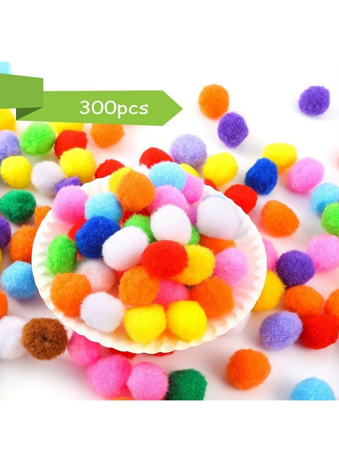 Caydo Caydo [400 pcs] - 300 Pieces 1 Inch Assorted Pompoms with 100pieces Wiggle Eyes Multicolor Arts and Crafts Pom Poms Balls for Kids DIY Art Creative Crafts Decorations - Image 3