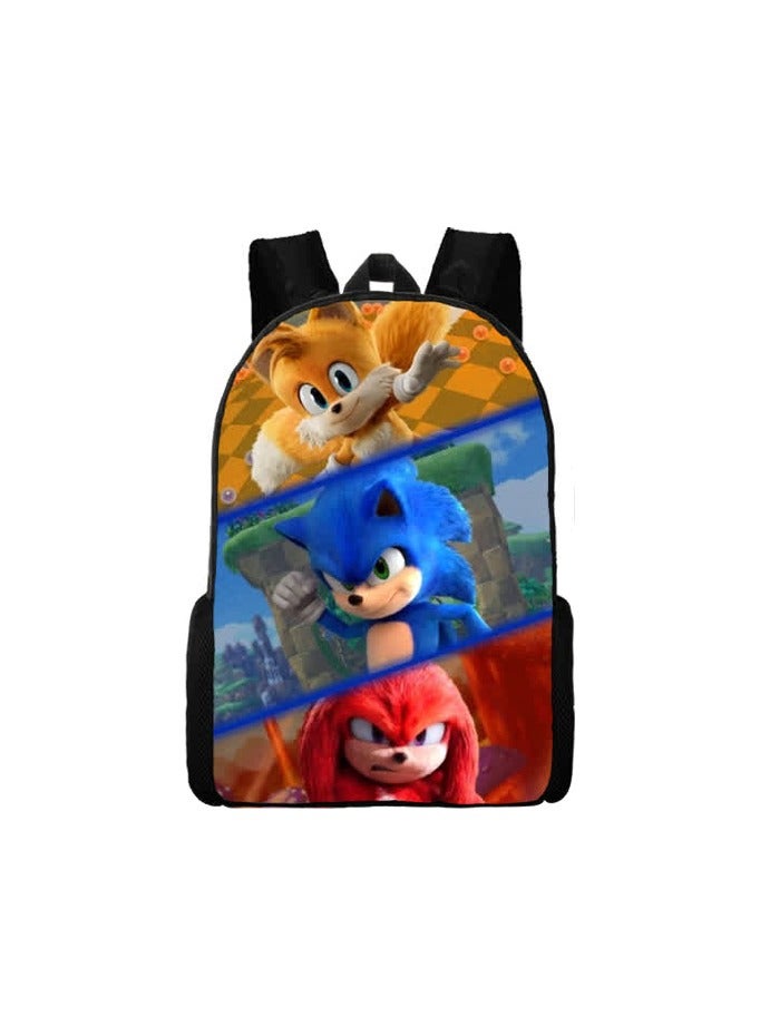 2024 حقيبة مدرسية سونيك جديدة للطلاب ذات سعة كبيرة سونيك 2 حقيبة قلم أنيمي,6-مجموعة من ثلاث قطع-سونيك - Image 4
