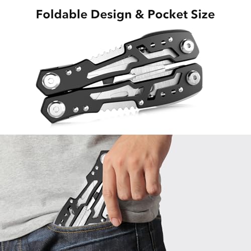fangfo 14-In-1 Multitool with Safety Locking, Professional Stainless Steel Multitool Pliers Pocket Knife, Bottle Opener, Screwdriver with Nylon Sheath ，Apply to Survival,Camping, Hunting and Hiking 1 Pcs - Image 4