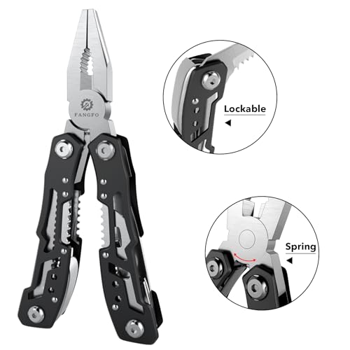 fangfo 14-In-1 Multitool with Safety Locking, Professional Stainless Steel Multitool Pliers Pocket Knife, Bottle Opener, Screwdriver with Nylon Sheath ，Apply to Survival,Camping, Hunting and Hiking 1 Pcs - Image 2