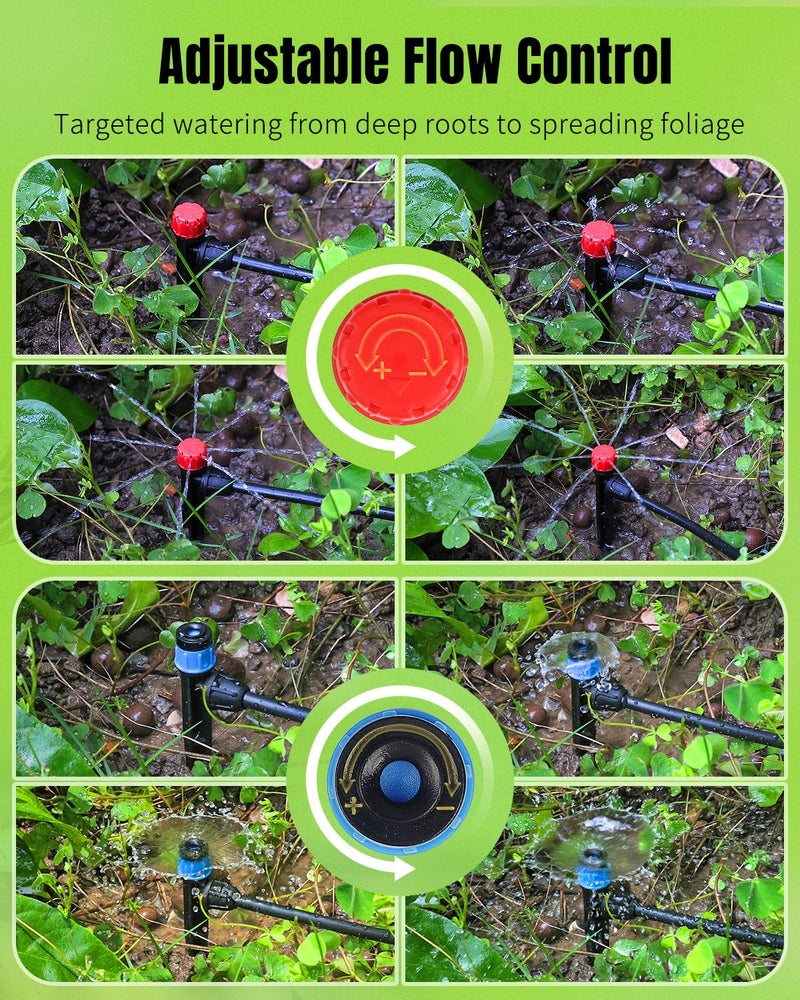 Pawfly 30 Pcs Drip Emitters for 1/4" Drip Irrigation Tubing, Drip Irrigation Emitters Sprinkler Heads with Adjustable 360 Degree Water Flow, Garden Drippers for Plants Watering System - Image 2
