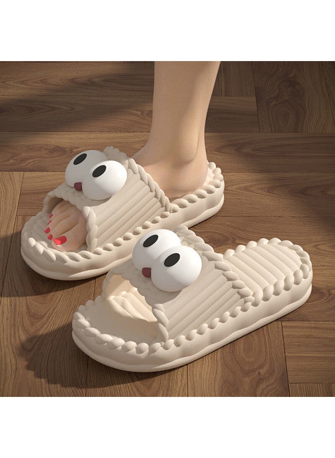 Yuzhaolin Women's Eva Funny Big Eyes Home Bathroom Shower Slippers Yg241 Coffee Color Size 38/39