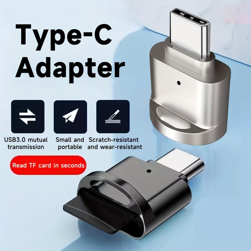 قارئ بطاقات صغير مدمج من نوع USB 3.0 Type C فضي لبطاقات SD وMicro SD - Image 1