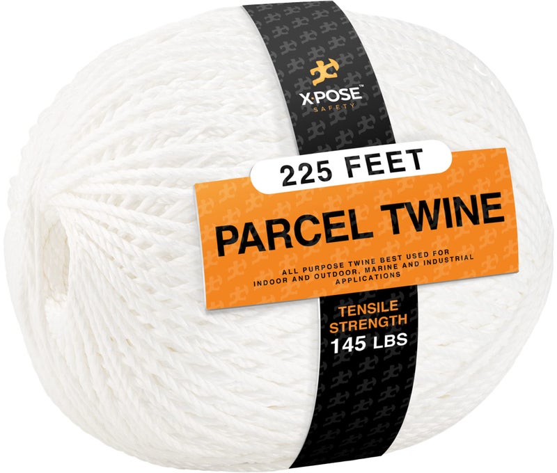Parcel Twine  Polyester Cord Twine String 225  Extra Strong Thick White String Spool  Ties Easily and Securely Packaging Rope Lacing Cord Braided Line for Craft Supplies and Packing