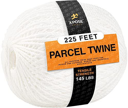 xpose safety Parcel Twine  Polyester Cord Twine String 225  Extra Strong Thick White String Spool  Ties Easily and Securely Packaging Rope Lacing Cord Braided Line for Craft Supplies and Packing - Image 1