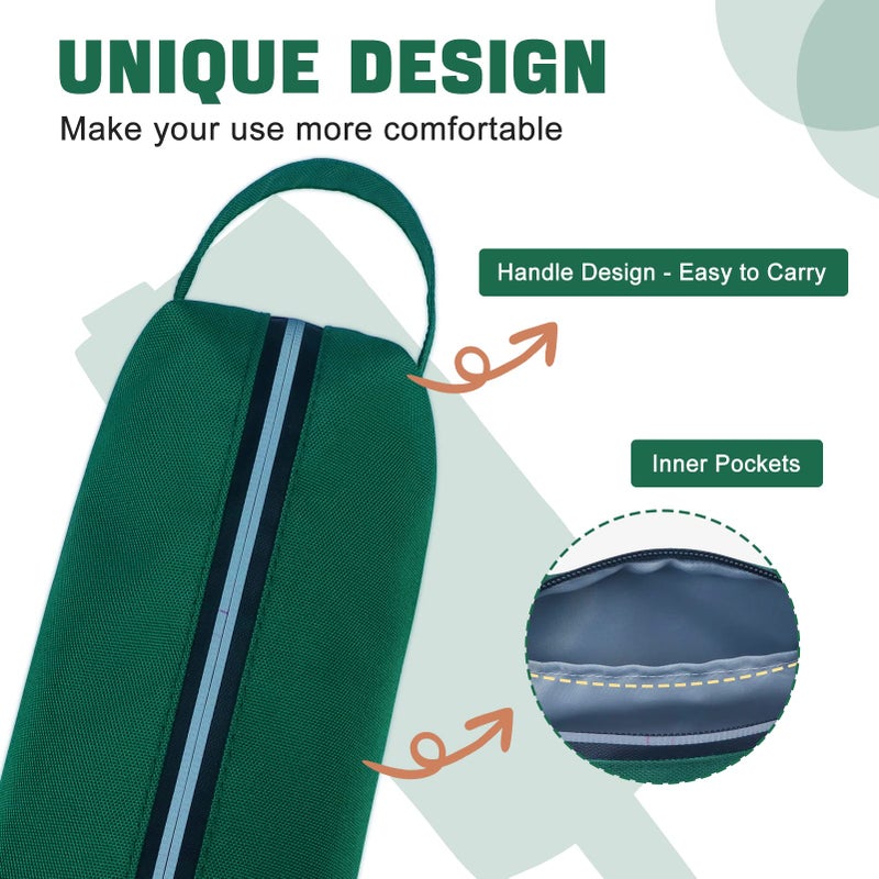 Fmeida Pencil Case Pouch - Water Resistant Pencil Pouch Portable Pencil Bag Simple Office Stationery Pouch with Handle Back to School Supplies - Dark Green - Image 4