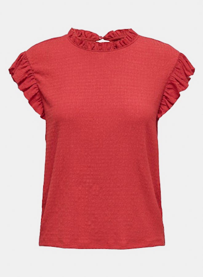 ONLY Womens Fallon Shortsleeve Frill Top - Image 1