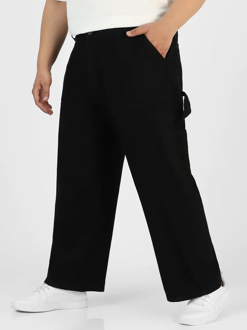 Urbano Fashion  Urbano Plus Men's Black Loose Fit Cargo Carpenter Jeans With 6 Pockets Non-Stretchable  | Best Price UAE