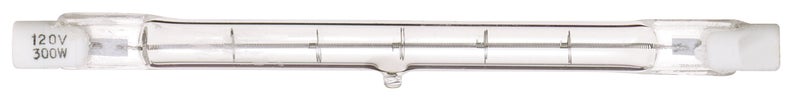 Satco S3104 Model 300T3Q/CLLight Bulb, 300 Watts, 120 Volts, 5300 Initial Lumens, T3 Lamp Shape, Double Ended Base, R7s ANSI Base, 4-11/16'' MOL, 0.38'' MOD, 1500 Average Rated Hours