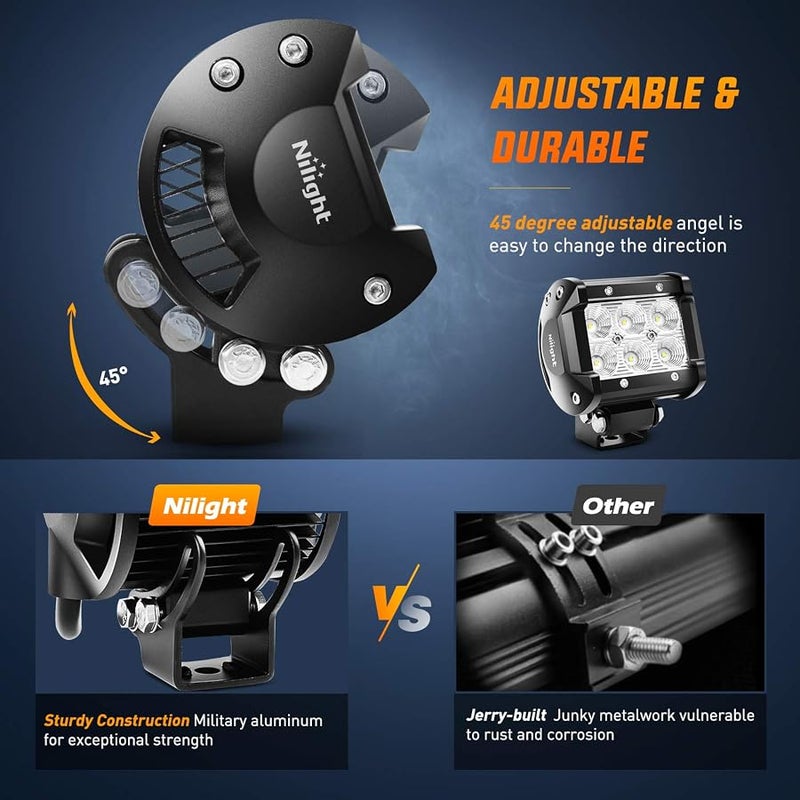 Nilight LED Trailer Lights, 2 Years Warranty 2PCS 18w Led Light 60001F-B - Image 5