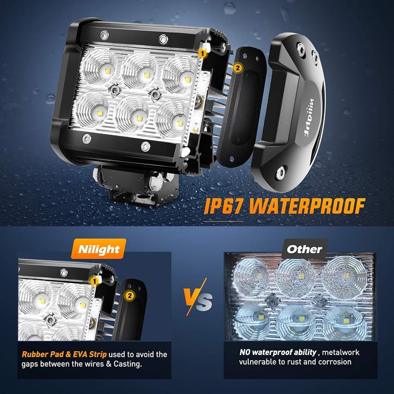Nilight LED Trailer Lights, 2 Years Warranty 2PCS 18w Led Light 60001F-B - Image 4