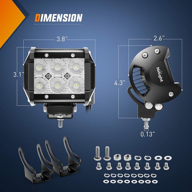 Nilight LED Trailer Lights, 2 Years Warranty 2PCS 18w Led Light 60001F-B - Image 2