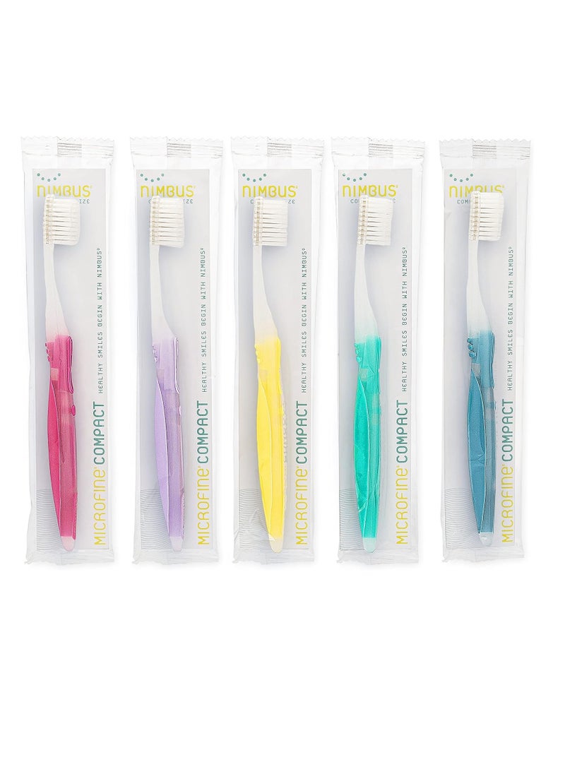 Nimbus Nimbus Extra Soft Toothbrushes (Compact Size Head) Periodontist Design Tapered Bristles for Sensitive Teeth and Receding Gums, Individually Wrapped Plaque Remover Toothbrush (5 Pack, Colors May Vary)  - Image 1