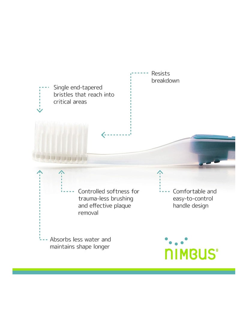 Nimbus Nimbus Extra Soft Toothbrushes (Compact Size Head) Periodontist Design Tapered Bristles for Sensitive Teeth and Receding Gums, Individually Wrapped Plaque Remover Toothbrush (5 Pack, Colors May Vary)  - Image 2