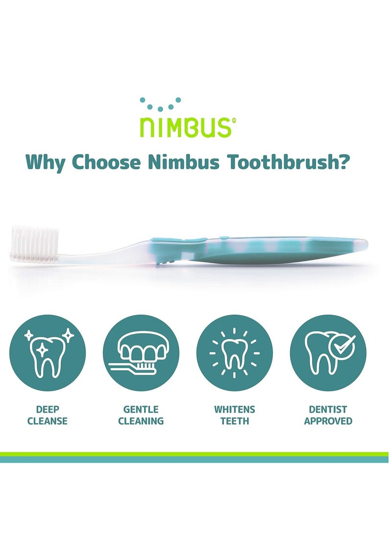 Nimbus Nimbus Extra Soft Toothbrushes (Compact Size Head) Periodontist Design Tapered Bristles for Sensitive Teeth and Receding Gums, Individually Wrapped Plaque Remover Toothbrush (5 Pack, Colors May Vary)  - Image 3