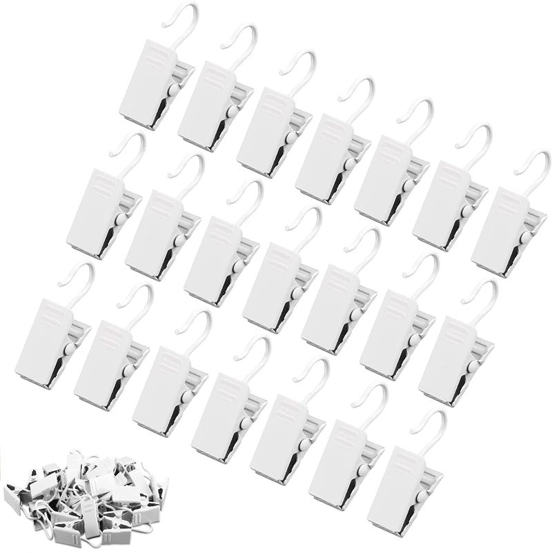 JANYUN JANYUN 120 Pack White Clip Hook Set Curtain Clips for Curtain Picture Home Decoration Art Craft Dispaly Hang Light Clip White