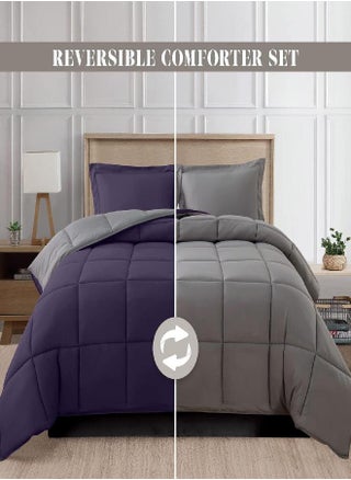 Elegant Comfort 3-Piece Reversible Comforter Set, All Season Cozy, Soft Down Alternative, Quilted - Box Stitched - Duvet Insert with 4 Corner Tabs, Comforter with Shams, Twin XL, Purple/Gray - pzsku/Z7F16B281DEB01DFAF943Z/45/_/1693490029/1ddf4ffe-be30-4a0a-b394-54218a433c1e
