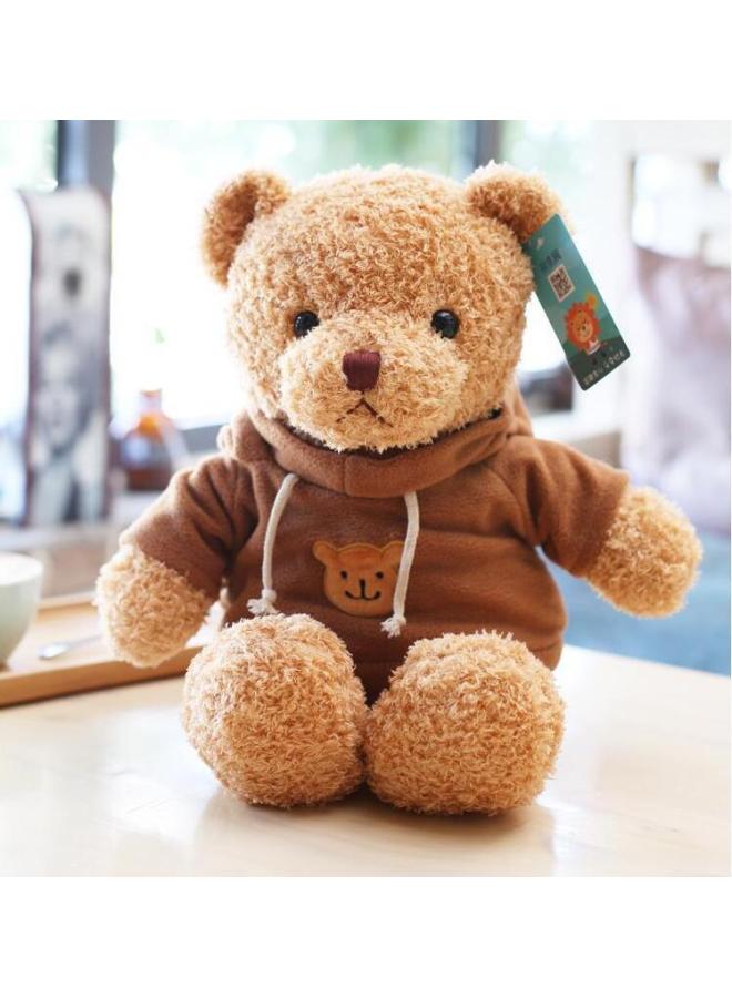 Cross Border Bear Doll Teddy Bear Plush Toy Gift Valentine's Day Gift Night Market Rings Doll Wholesale-Color:Brown Hoodie Rice Bear-Height:38cm + Gift Bag + String Lamp - Image 1