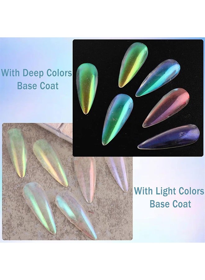 اتش واي 6 ألوان كروم مسحوق الأظافر ميتاليك تأثير المرآة أورورا ماجيك بيرل كروم الأظافر مسحوق لطلاء جل فن الأظافر ، مسحوق الكروم المتقزح المعدني مسحوق الأظافر قزحي الألوان - Image 5