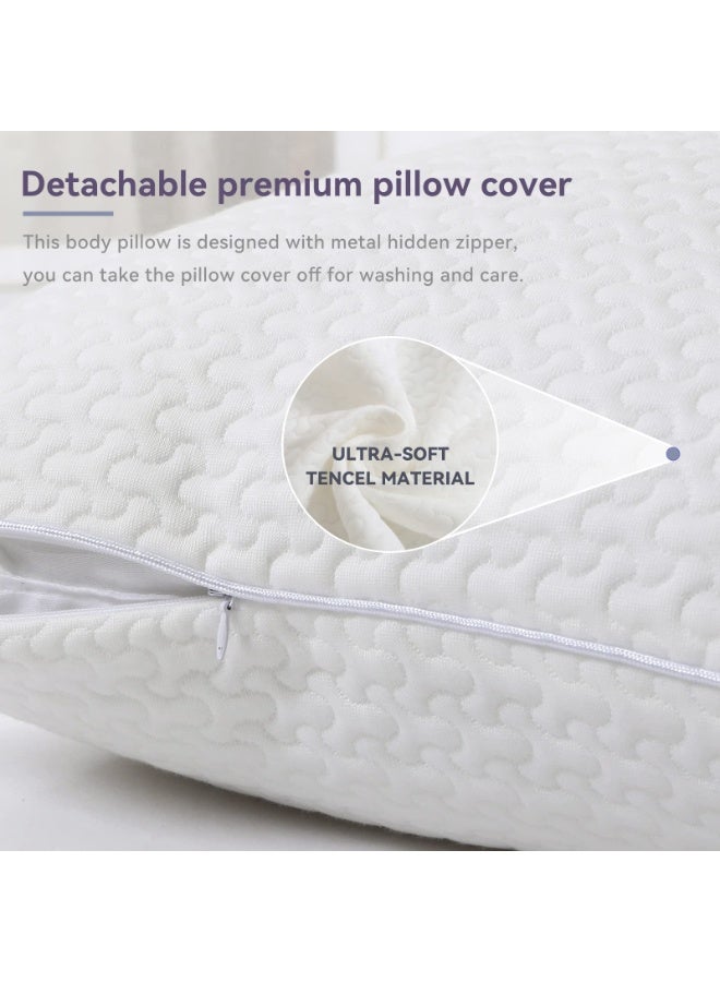 JZS Full Body Pillow for Adults Long Bed Pillow with Ultra Soft Removable Tencel Cover for Maternity Pregnancy Women Back Side Sleeper 51x137cm - Image 4