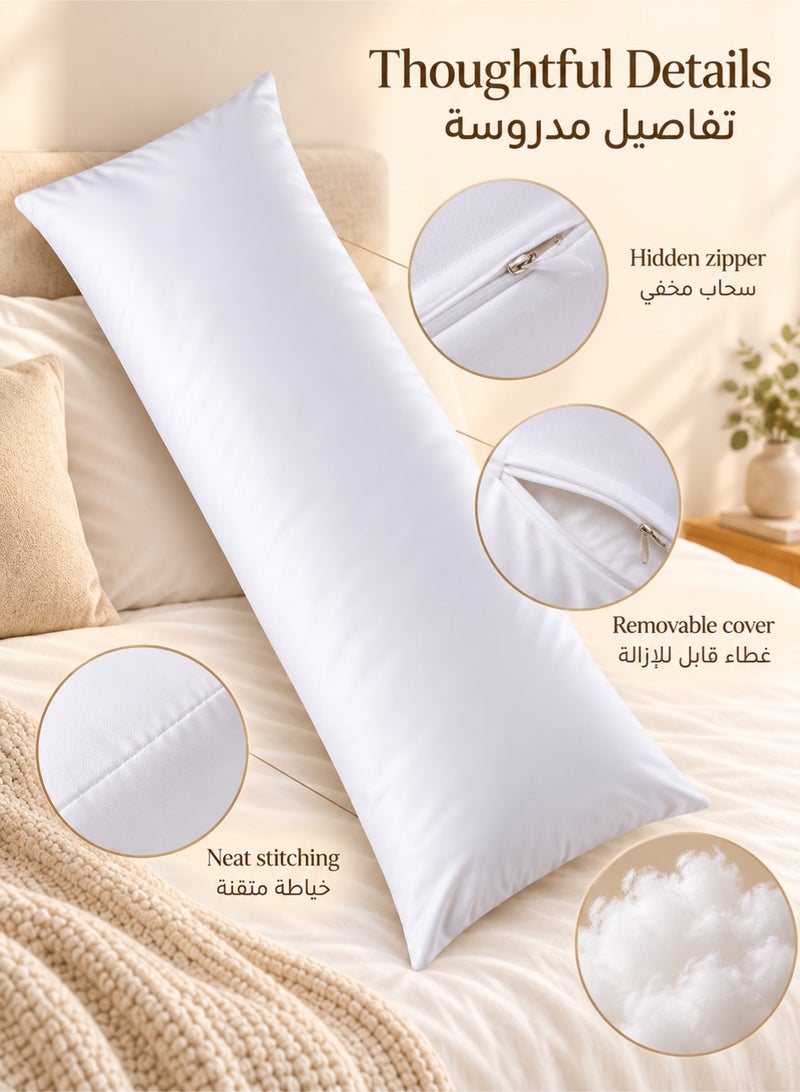 JZS Premium Full Body Pillow for Adults 137x51 cm – Ultra Soft Pregnancy Pillow, Long Body Support Cushion for Side Sleepers, Breathable Polyester Fiber Filling with Cotton Cover, Sleeping Hug Pillow for Back, Neck & Leg Support - Image 4