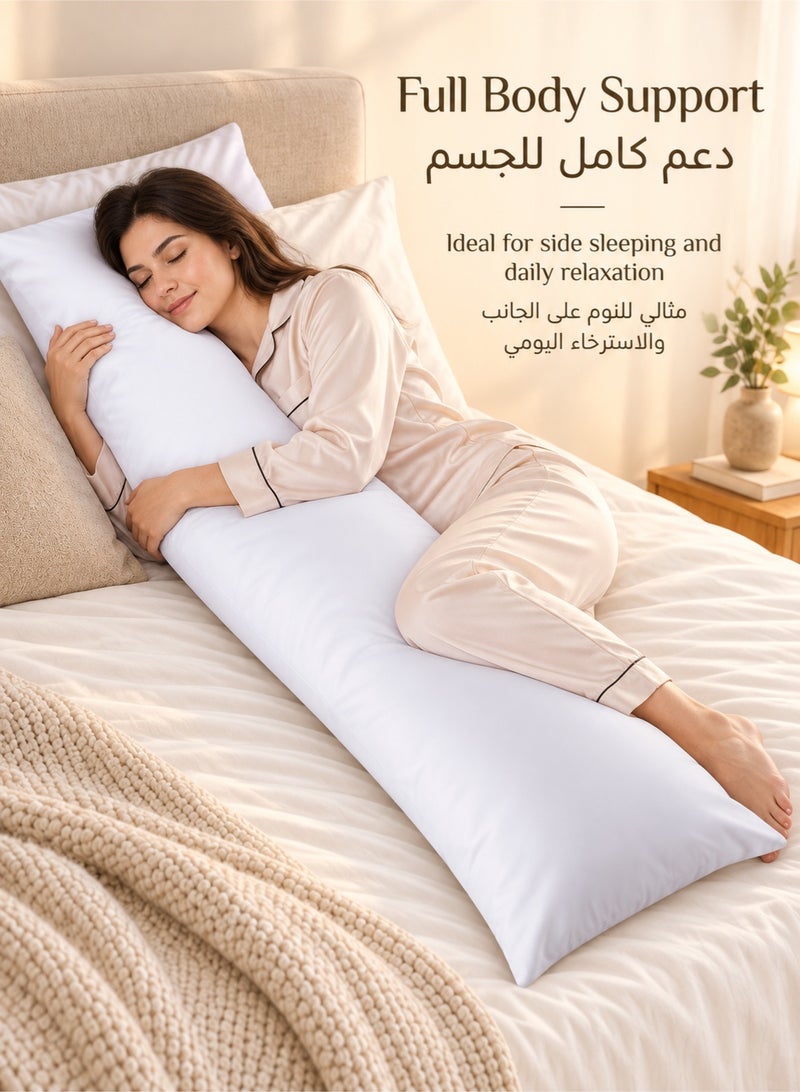JZS Premium Full Body Pillow for Adults 137x51 cm – Ultra Soft Pregnancy Pillow, Long Body Support Cushion for Side Sleepers, Breathable Polyester Fiber Filling with Cotton Cover, Sleeping Hug Pillow for Back, Neck & Leg Support - Image 3