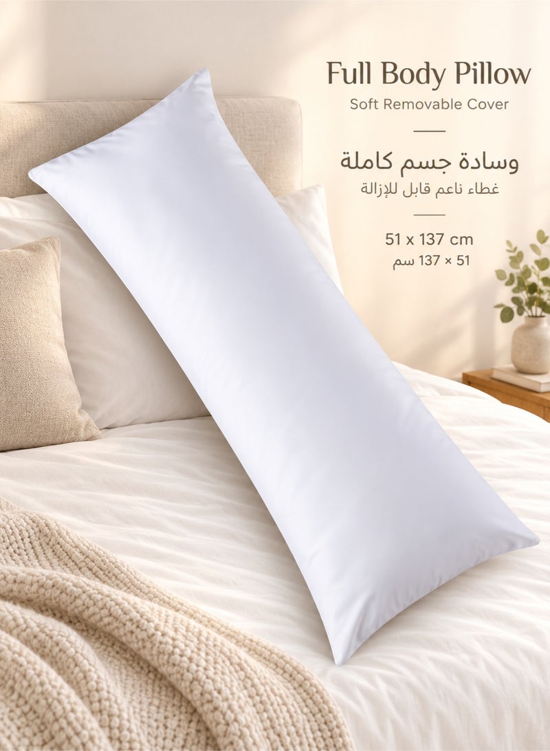 JZS Premium Full Body Pillow for Adults 137x51 cm – Ultra Soft Pregnancy Pillow, Long Body Support Cushion for Side Sleepers, Breathable Polyester Fiber Filling with Cotton Cover, Sleeping Hug Pillow for Back, Neck & Leg Support - Image 1
