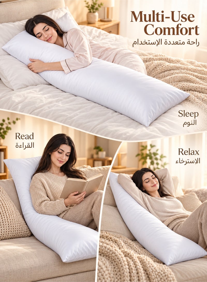 JZS Premium Full Body Pillow for Adults 137x51 cm – Ultra Soft Pregnancy Pillow, Long Body Support Cushion for Side Sleepers, Breathable Polyester Fiber Filling with Cotton Cover, Sleeping Hug Pillow for Back, Neck & Leg Support - Image 5