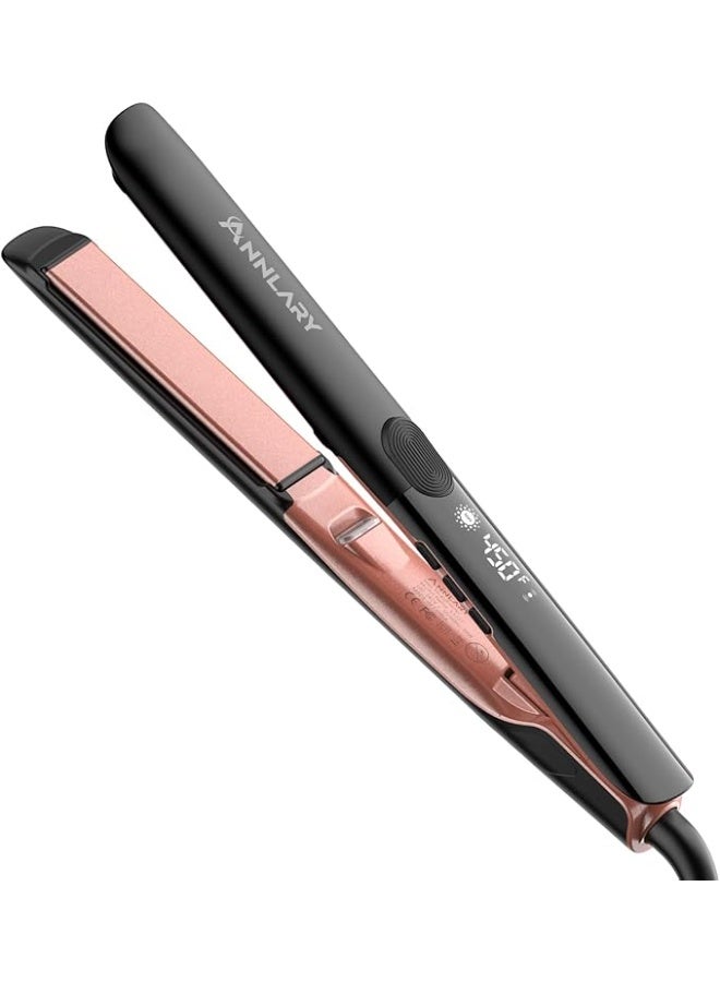 مكواة فرد الشعر المسطحة 2 في 1 من انلاري، مكواة فرد وتجعيد الشعر 2 في 1، مسطحة احترافية من التيتانيوم الأيوني بجهد مزدوج مع سيليكون مضاد للكي لشعر أقل تجعد ولامع وناعم - Image 1