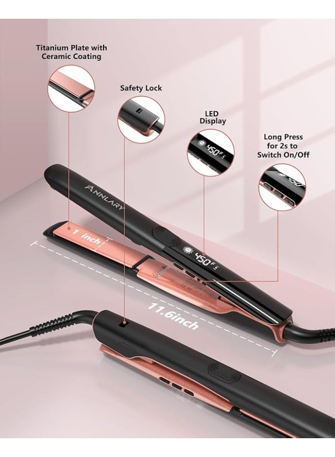 مكواة فرد الشعر المسطحة 2 في 1 من انلاري، مكواة فرد وتجعيد الشعر 2 في 1، مسطحة احترافية من التيتانيوم الأيوني بجهد مزدوج مع سيليكون مضاد للكي لشعر أقل تجعد ولامع وناعم - Image 3