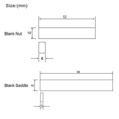 SAPHUE Set of 3 pcs Blank Bone Saddle and 3 pcs Bone Nut Blank for Accoustic Classical Guitar - Image 2
