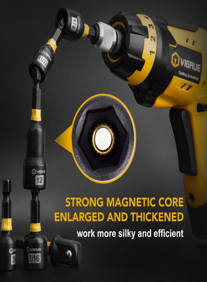 VIGRUE 46PCS Nut Driver Set for Impact Drill, Magnetic and Deep Nut Drivers, Metric & SAE Nut Drivers, Wing Nut Driver, Bit Extension, 1/4 Quick Change and Phillips Torx Hex Screwdriver Bit - Image 5