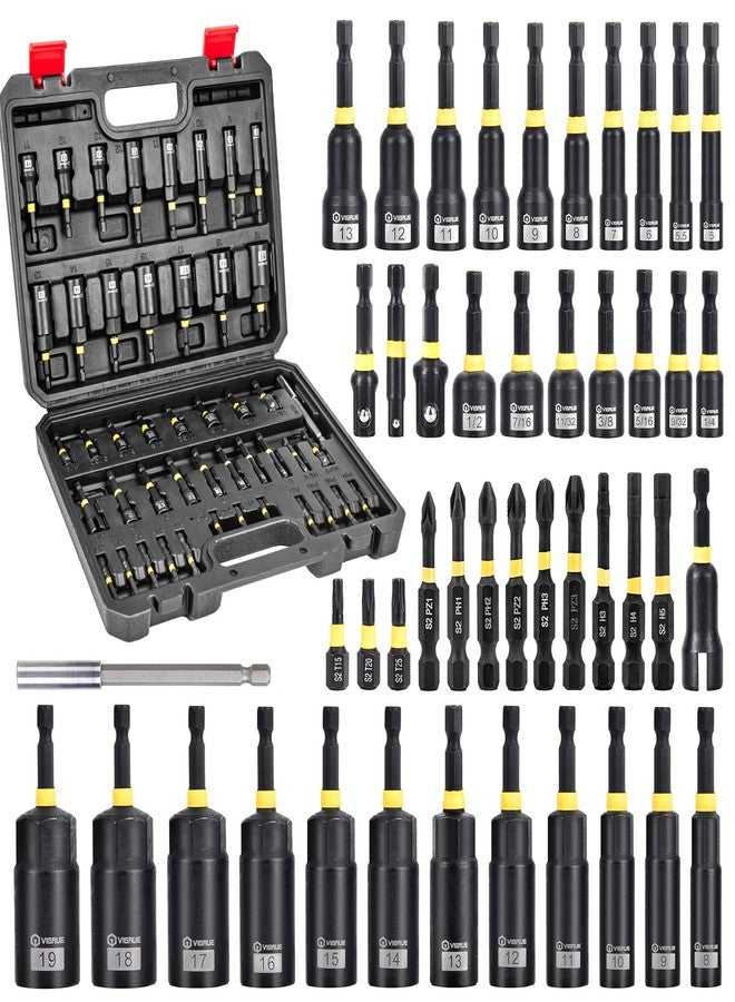 VIGRUE 46PCS Nut Driver Set for Impact Drill, Magnetic and Deep Nut Drivers, Metric & SAE Nut Drivers, Wing Nut Driver, Bit Extension, 1/4 Quick Change and Phillips Torx Hex Screwdriver Bit - Image 1