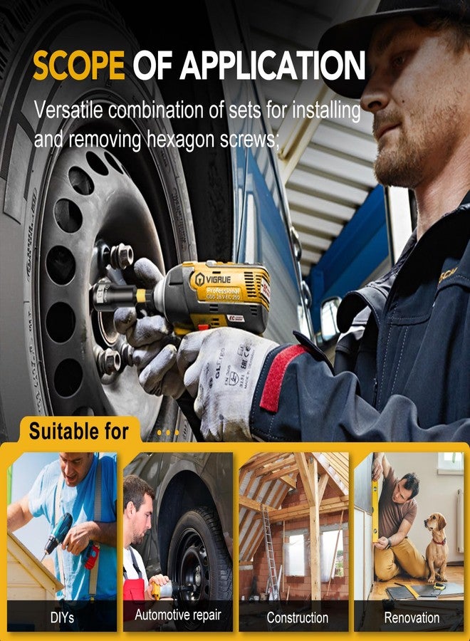 VIGRUE 46PCS Nut Driver Set for Impact Drill, Magnetic and Deep Nut Drivers, Metric & SAE Nut Drivers, Wing Nut Driver, Bit Extension, 1/4 Quick Change and Phillips Torx Hex Screwdriver Bit - Image 3
