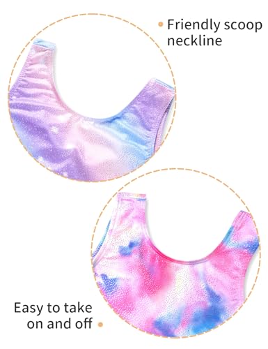 Nokecina Leotard for Girls Gymnastics Size 4-5t 2 Packs Colorful Stars Sparkly Unitards with Shorts - Image 3