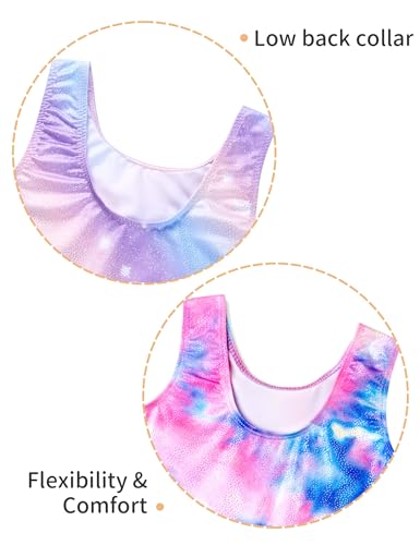 Nokecina Leotard for Girls Gymnastics Size 4-5t 2 Packs Colorful Stars Sparkly Unitards with Shorts - Image 4