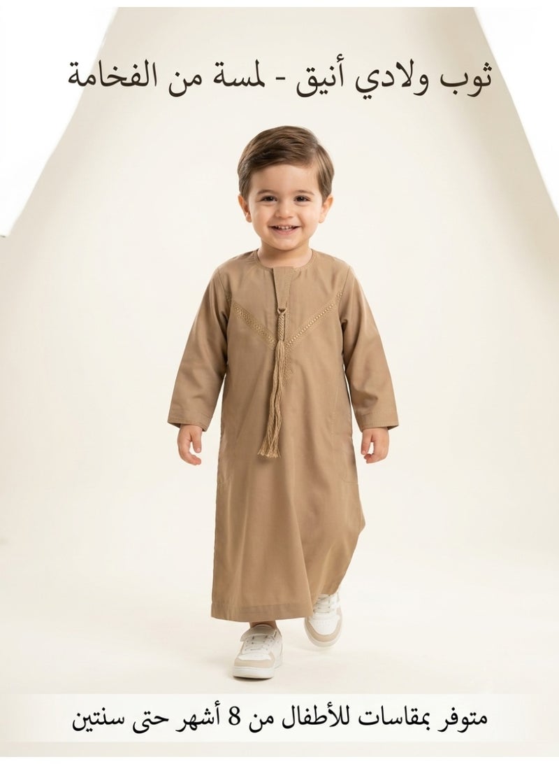 Children's nightgown, Omani and newborn thobe, seven-piece thobe, Emirati boy's thobe, children's nightgown, newborn nightgown, short-sleeved thobe, half-sleeved nightgown, sleep shirt, short-sleeved Saudi nightgown, loose-fitting nightgown, house shirt, newborn gifts, baby gifts, infant gifts, baby gifts, boy's gifts, children's clothes, gift for boys - Image 2