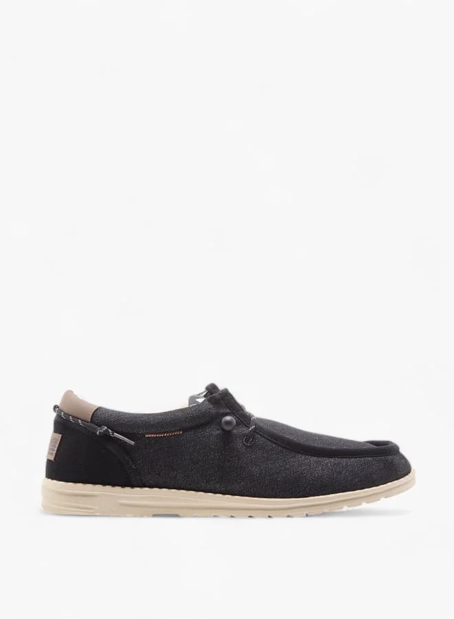Lee Cooper Men's Textured Moccasins with Lace-Up Closure