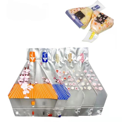Wanaiha Onigiri Wrappers Triangle Plastic Rice Balls Bags 100PCS Food Grade Japanese Easy Tear Disposable Onigiri baggies with Stickers - Image 2