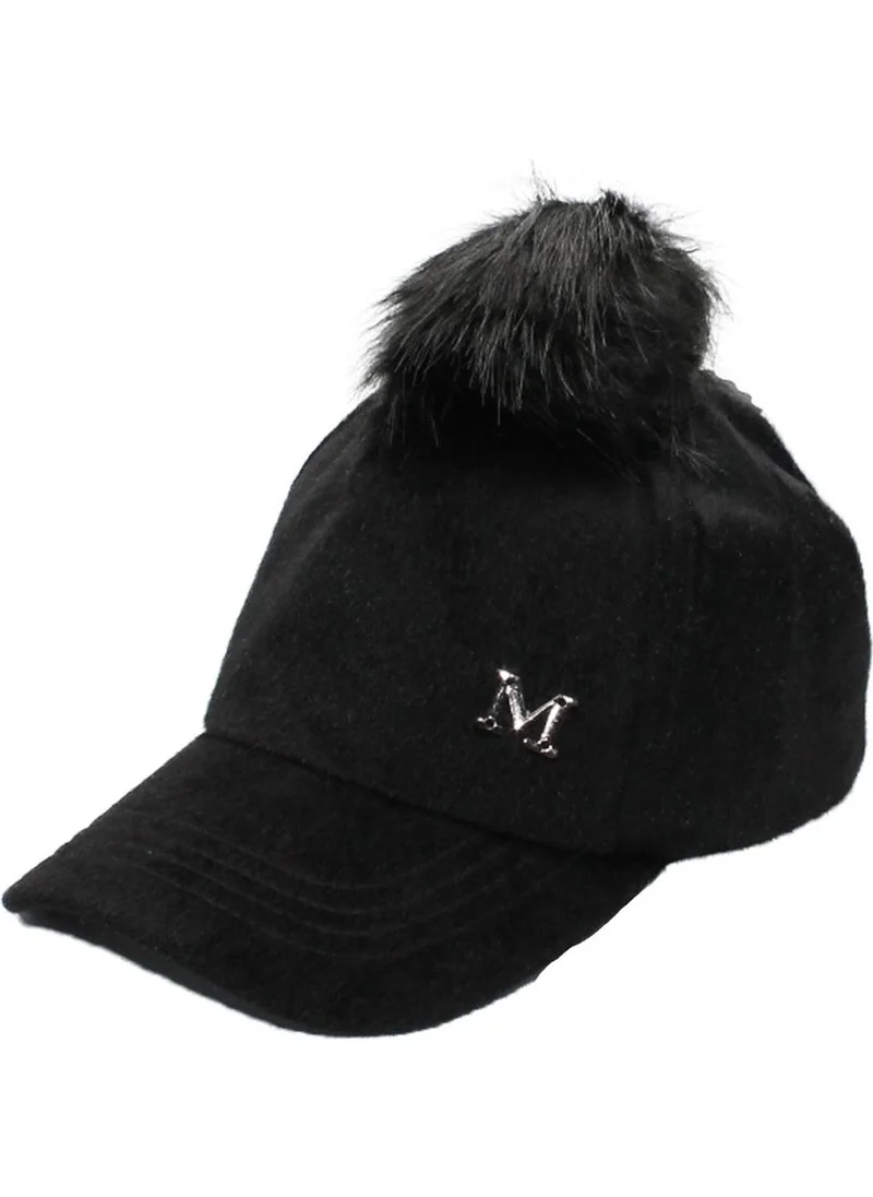 Cappello Women's Black Feather Flat Hat CAPMC202R001