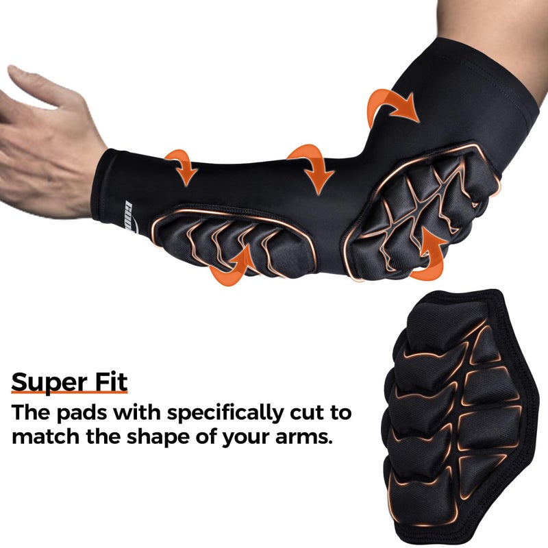 COOLOMG Football Arm Pads Padded Forearm Elbow Sleeves Protection Support for Basketball Volleyball Youth, Adult Black S - Image 5